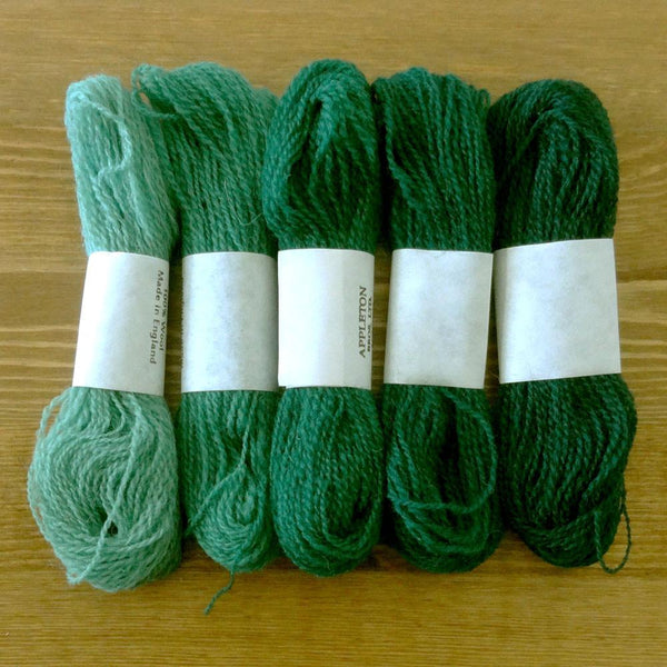 Crewel Wool Color Range, “Bright Peacock Green”