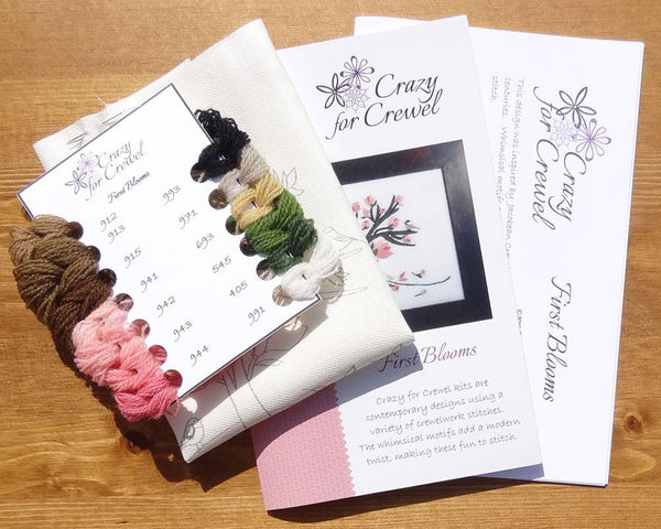 Crazy For Crewel First Blooms Embroidery Kit Contents