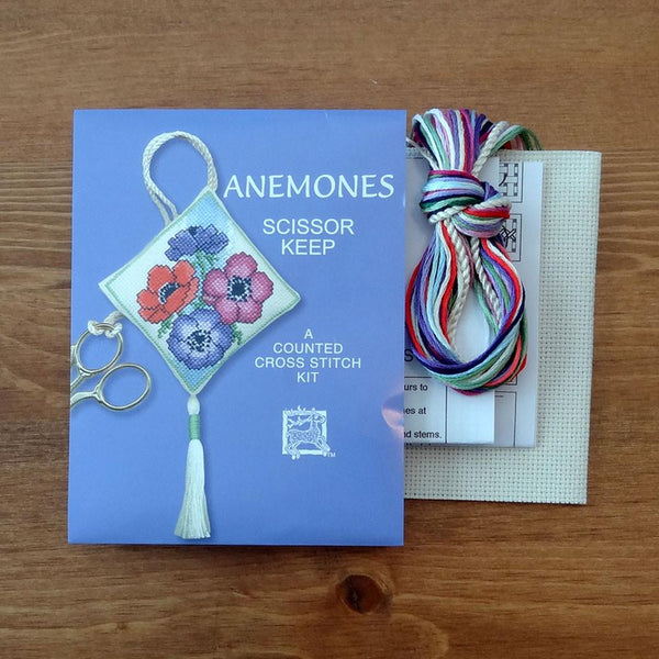 Anemonies cross stitch scissor keep kit