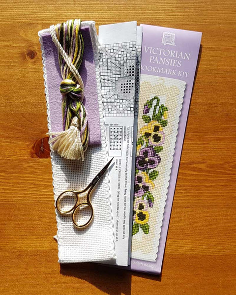 Victorian Pansies Bookmark Cross Stitch Kit