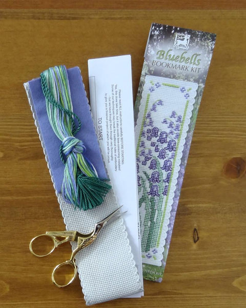 Bluebells cross stitch bookmark kit