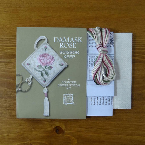 Damask Rose Cross Stitch Scissor Keep Kit
