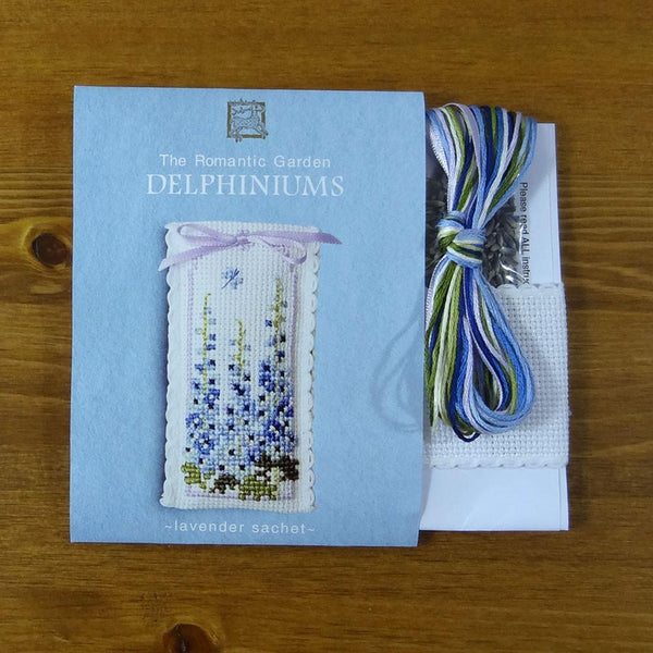 Delphiniums Cross Stitch Lavender Sachet Kit